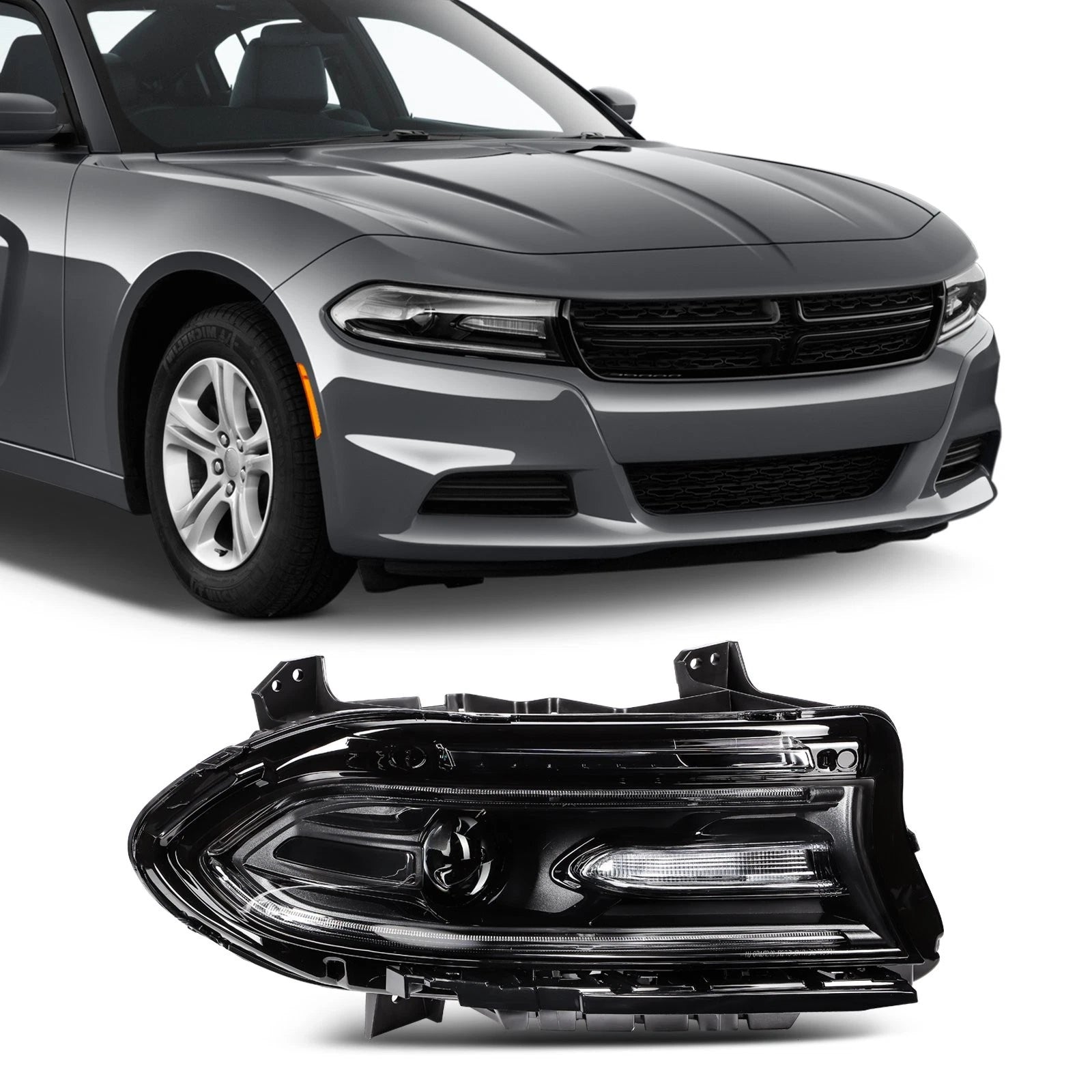 Right Passenger Side Headlight for Dodge Charger (2015–2023) - Black