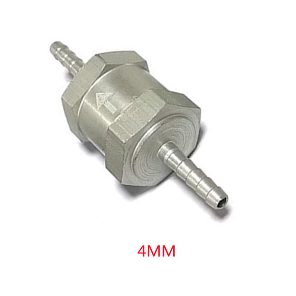 4MM One Way Check Valve for Gas or Diesel Fuel (Silver Aluminum)