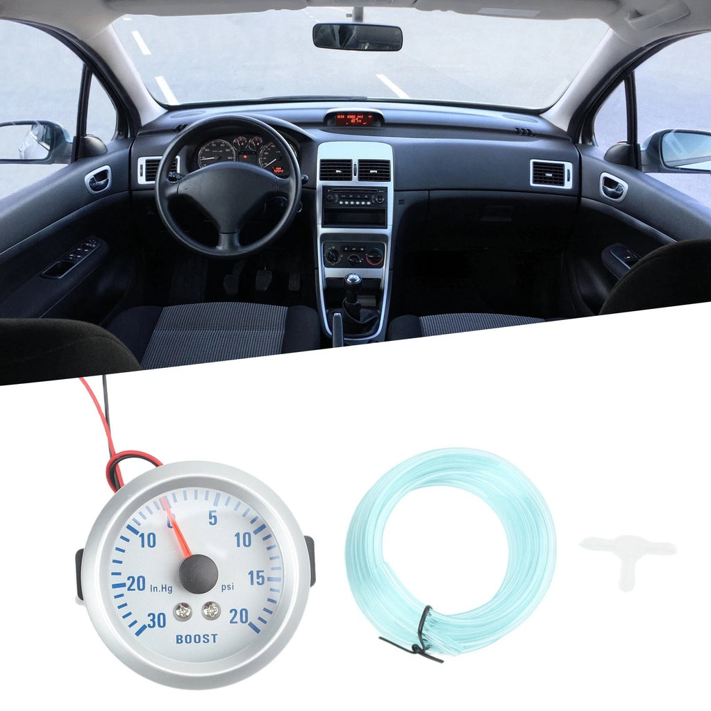 Turbocharger Boost Gauge 12V 52mm for Car Modifications (30-20 PSI) Blue Light