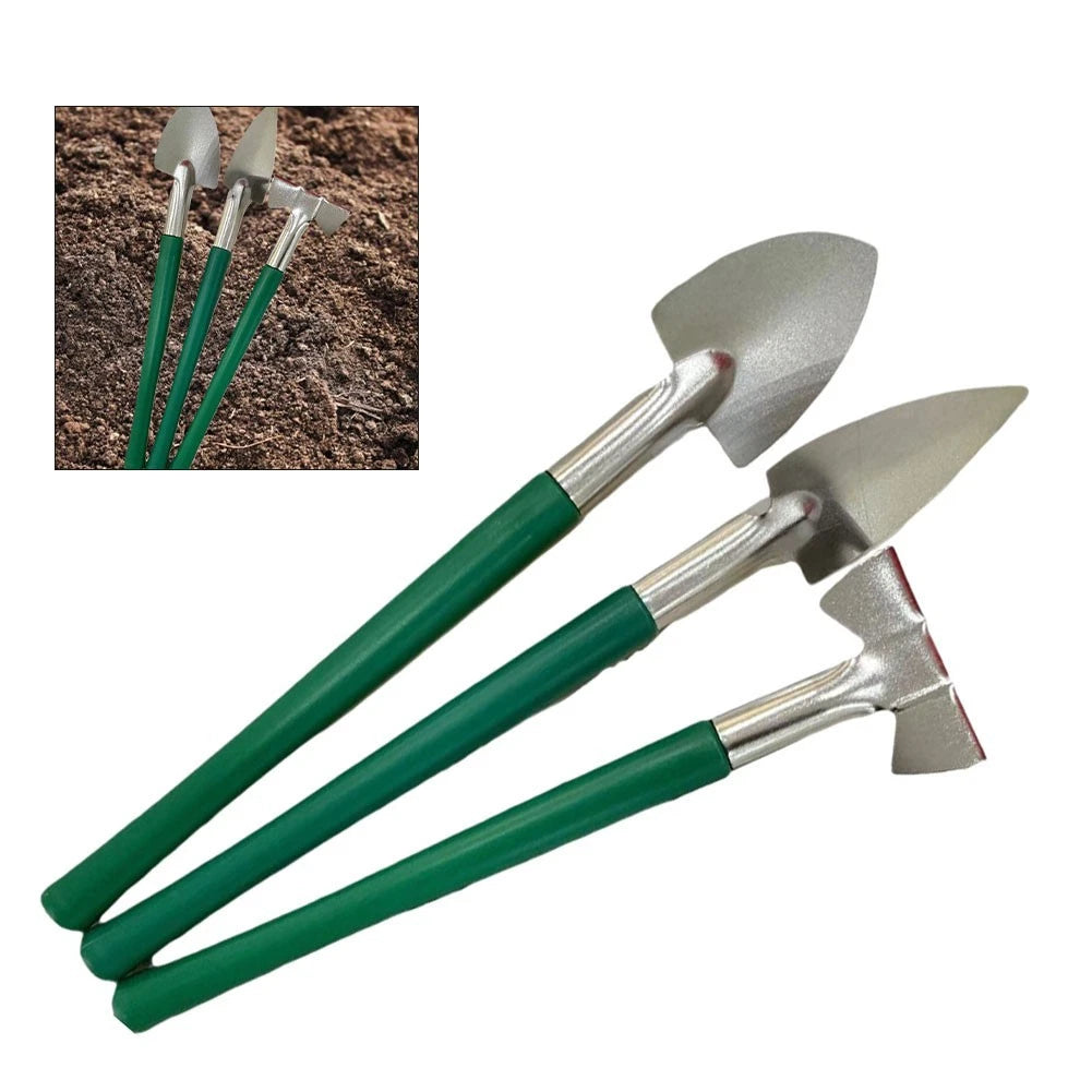 3-Piece Stainless Steel Gardening Tools Kit (Rake, Trowel, Shovel)