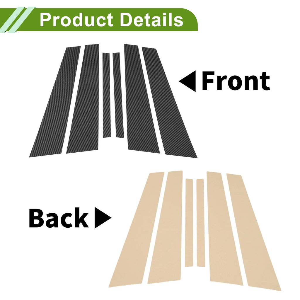 Set of 6 Door Pillar Window Trim for BMW 7-Series (2009–2017) Carbon Fiber