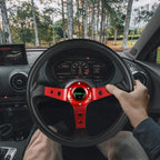 14" Deep Dish Racing Steering Wheel for Universal Fit (Aluminum, Red)