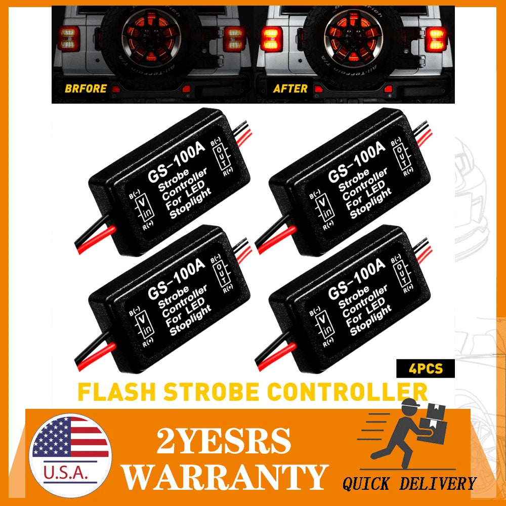 Set of 4 Flash Strobe Controller Boxes for LED Brake Tail Lights
