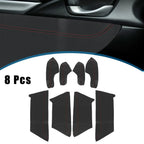 8Pcs Door Panel Armrest Covers for Honda Civic (2016-2020) Black Red Line