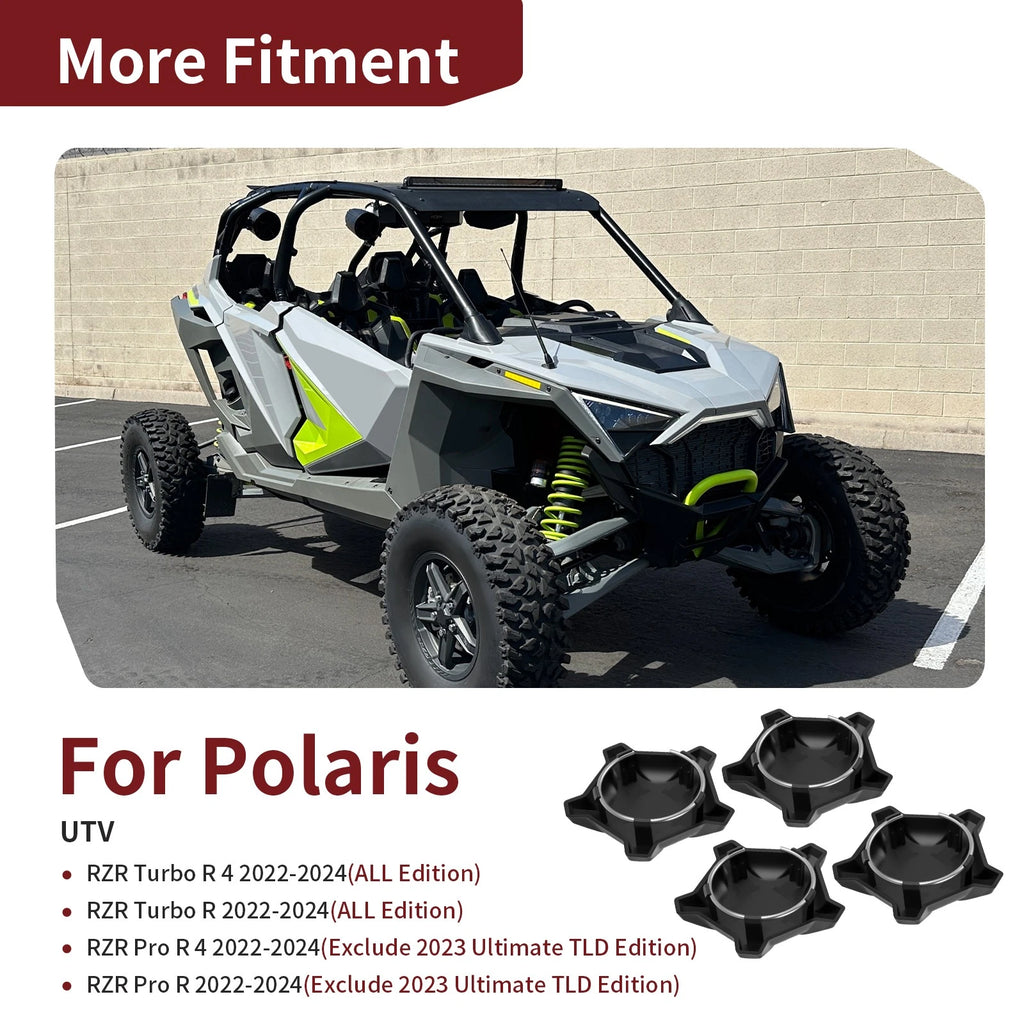 4X Matte Flash Black 5 Lug Rim Cap for Polaris RZR Turbo Pro R (2022–2024)