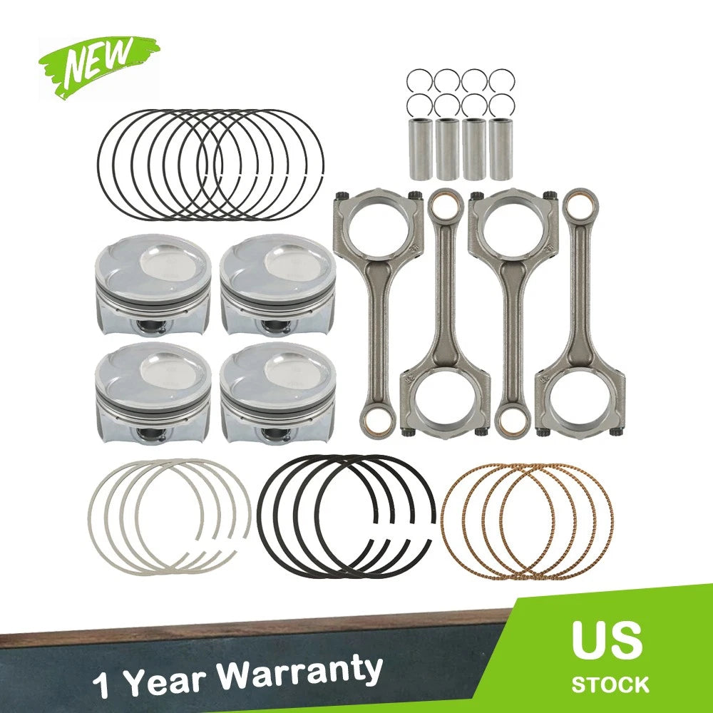 Set of 4 Piston & Rings Connecting Rod Kit for Kia Forte, Hyundai Tucson (2014–2017)