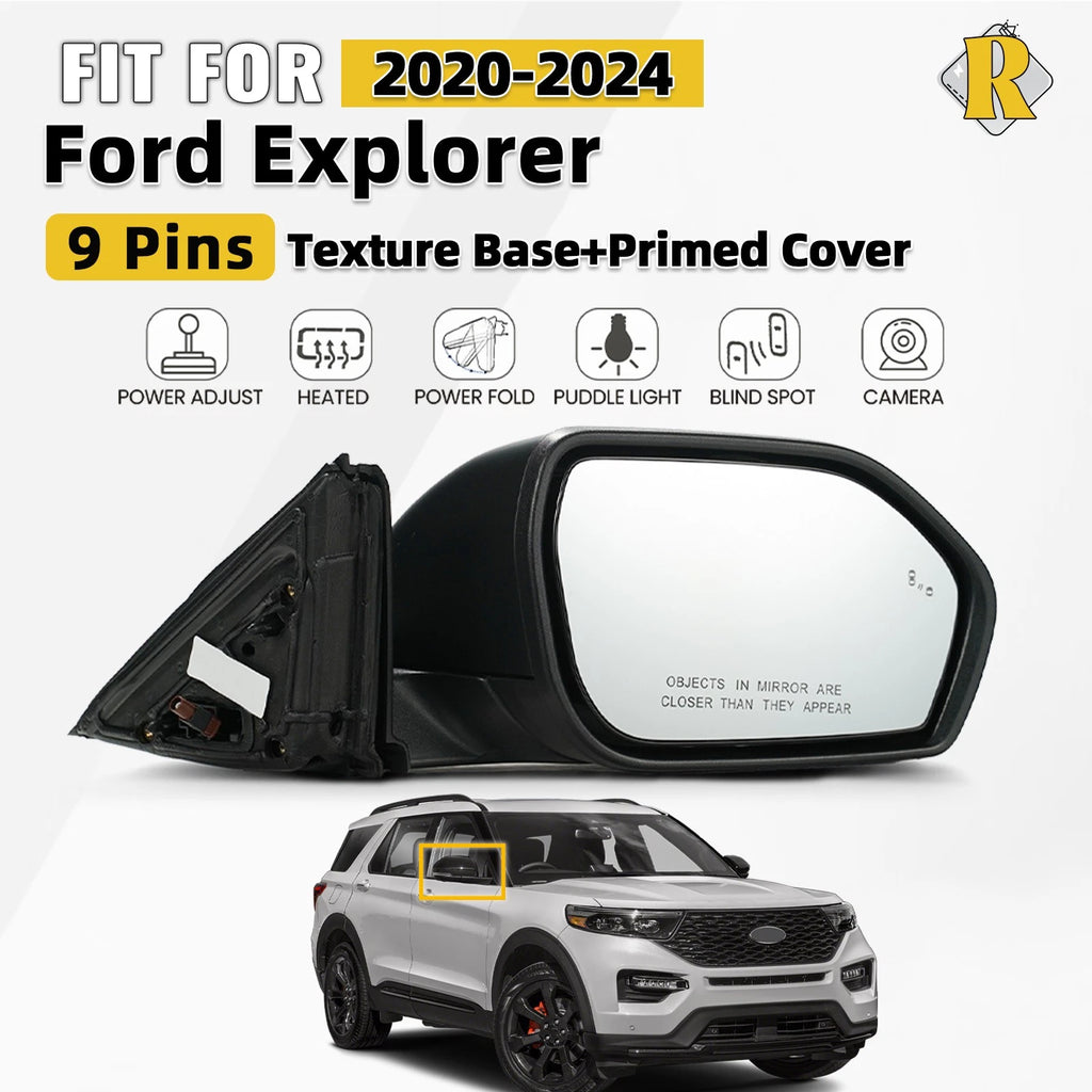 Power Side Mirror for Ford Explorer (2020–2024) Heated HD Camera Right 9 Pin