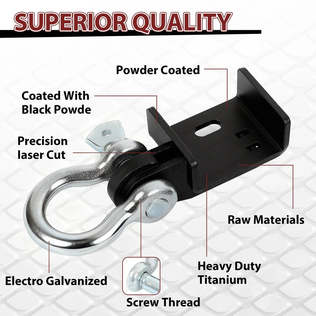 Pair of Tow Hook Brackets with D-Ring Shackles for Toyota Tacoma (2009–2023)