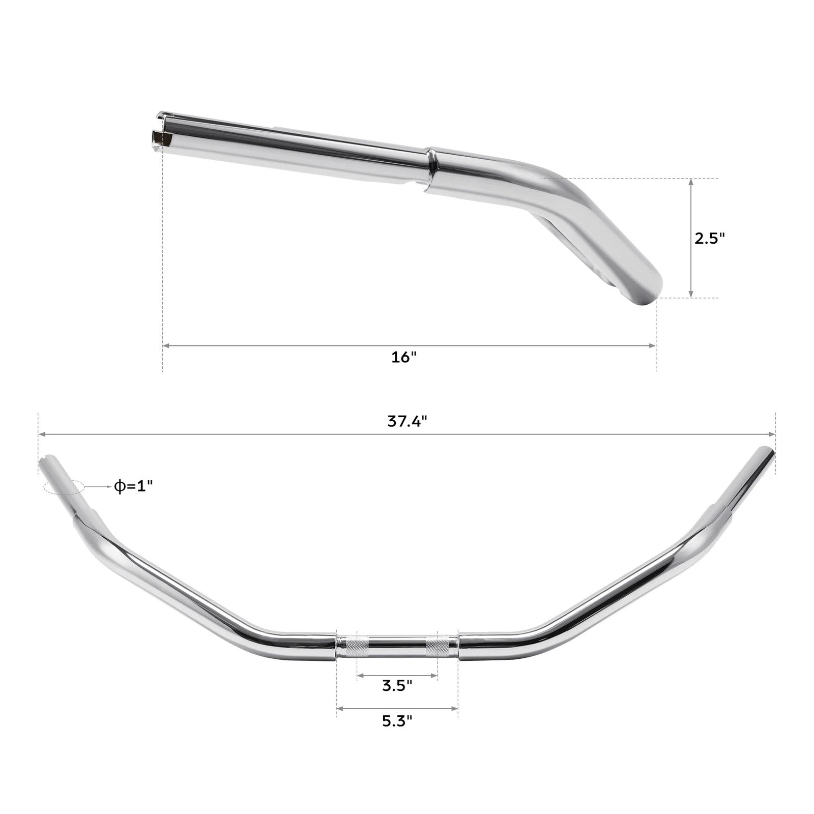 3.5" Rise Handlebar for Harley Sportster XL 883, Softail, Dyna, Road King