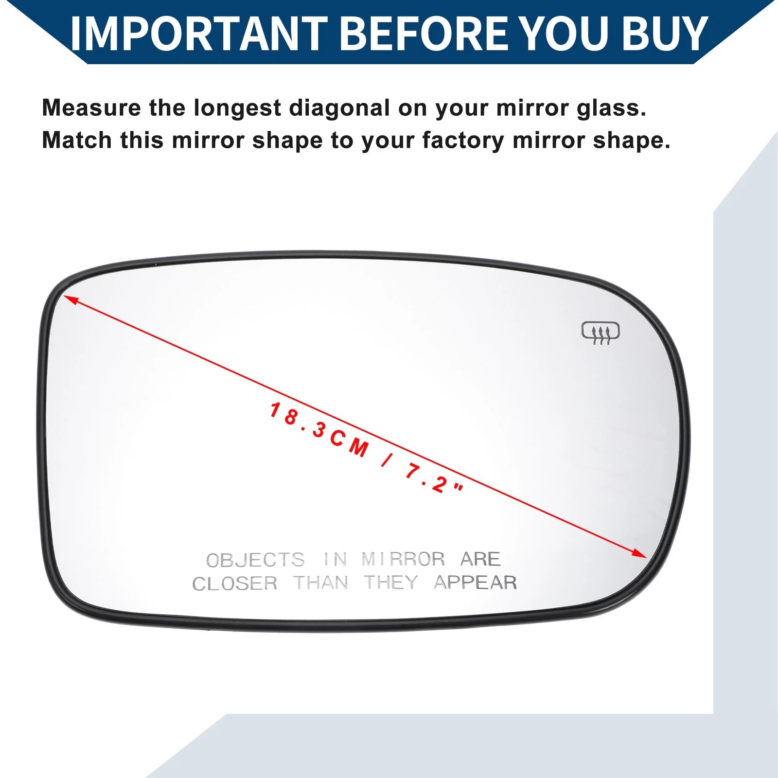 Heated Right Side Mirror Glass for Chrysler 200 300 (2011–2014)