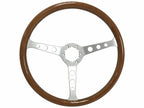 3-Spoke Walnut Wood Steering Wheel Replacement for Universal 15 inch (–)