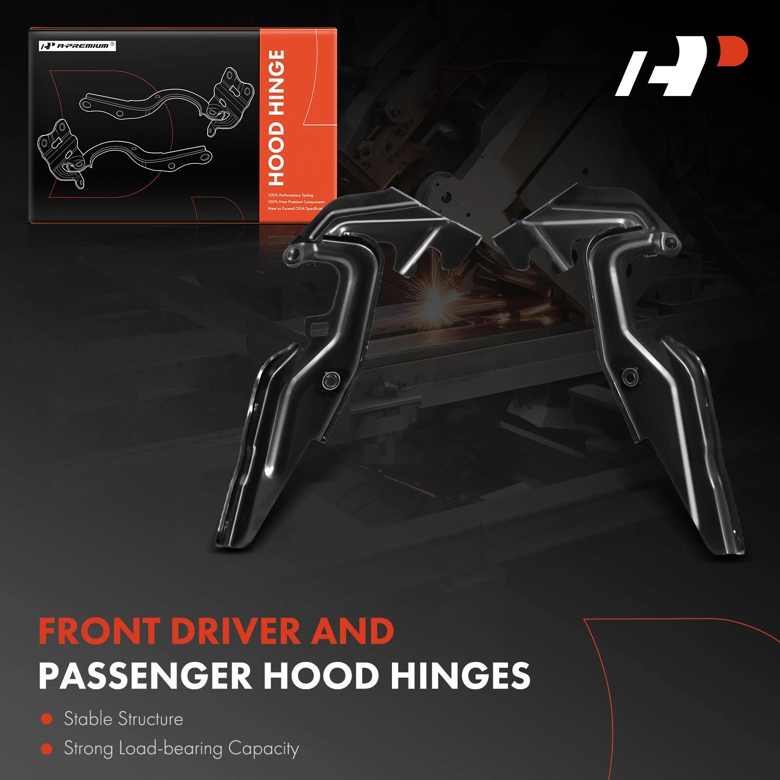 2X Front Hood Hinges for Mitsubishi Lancer (2008-2017)