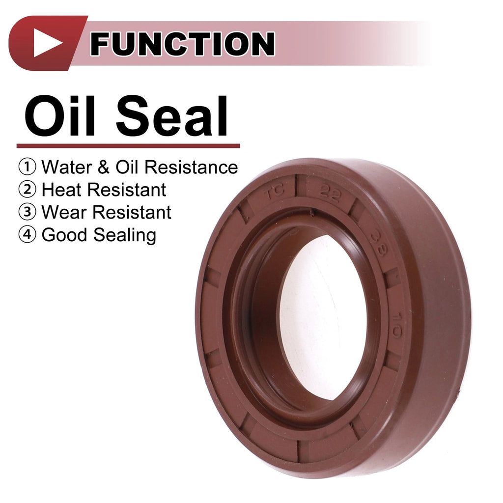 Set of 2 Oil Seal Rotary Shaft Seal FKM Rubber 22x38x10mm