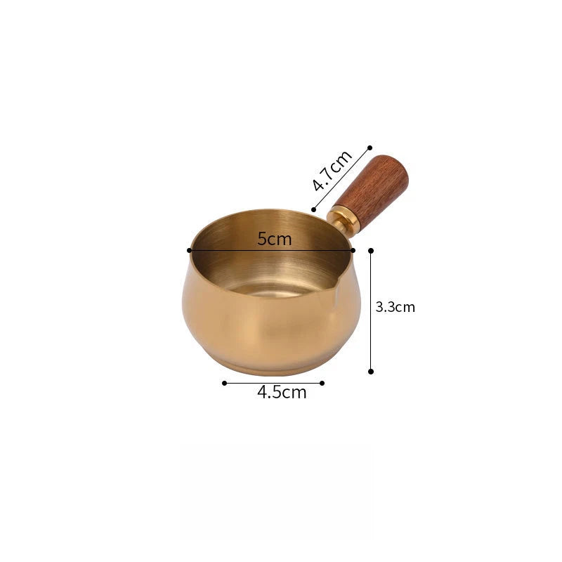 Stainless Steel Gravy Boat with Wooden Handle for Sauces (60ml)