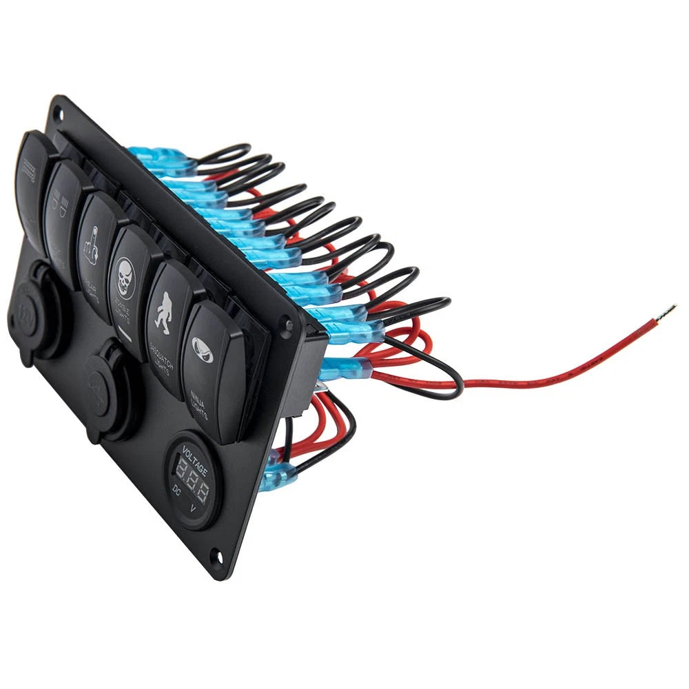 6 Gang Toggle Rocker Switch Panel with LED for Car Van Marine Boat (12-24V)