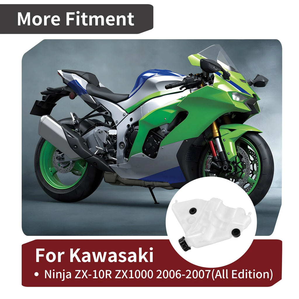 Coolant Tank Reservoir Bottle with Caps for Kawasaki Ninja ZX10R (2006–2007)