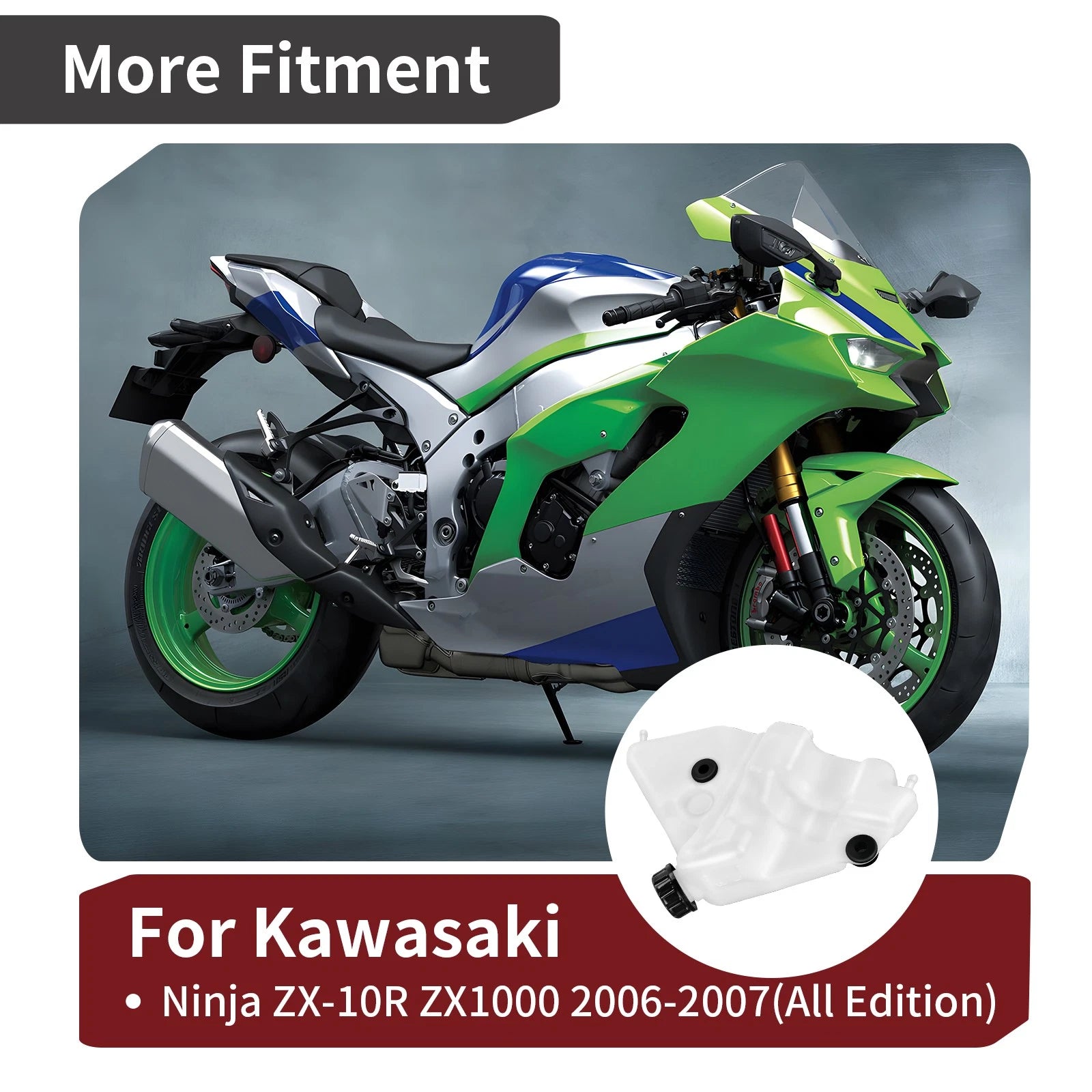 Coolant Tank Reservoir Bottle with Caps for Kawasaki Ninja ZX10R (2006–2007)