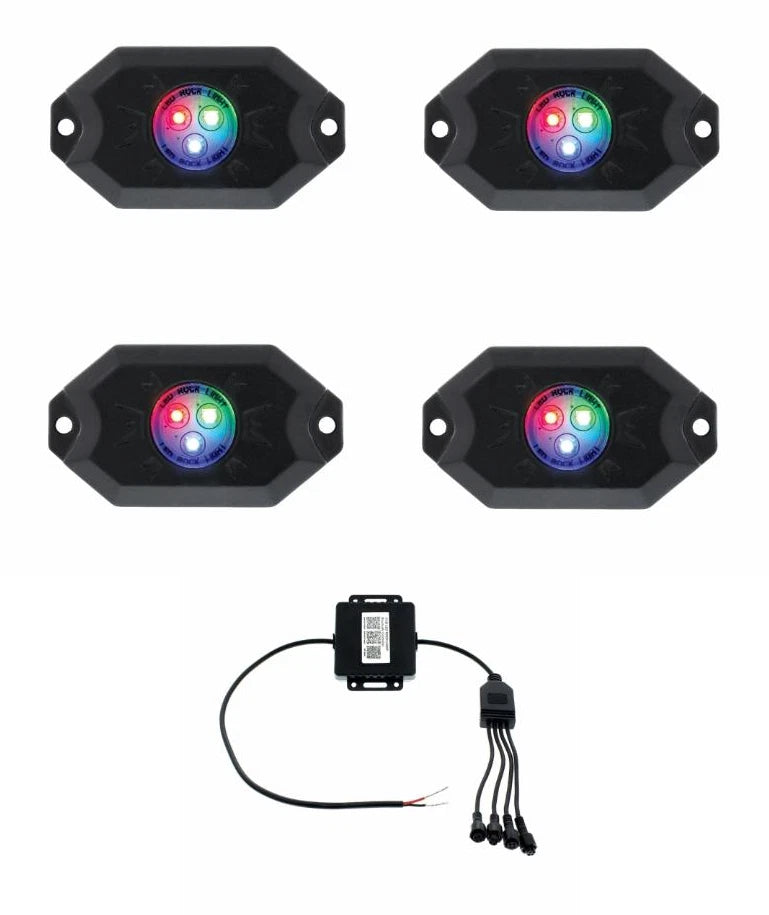 Bluetooth RGB App-Control LED Rock Light Kit 500 Lumen for Universal Use