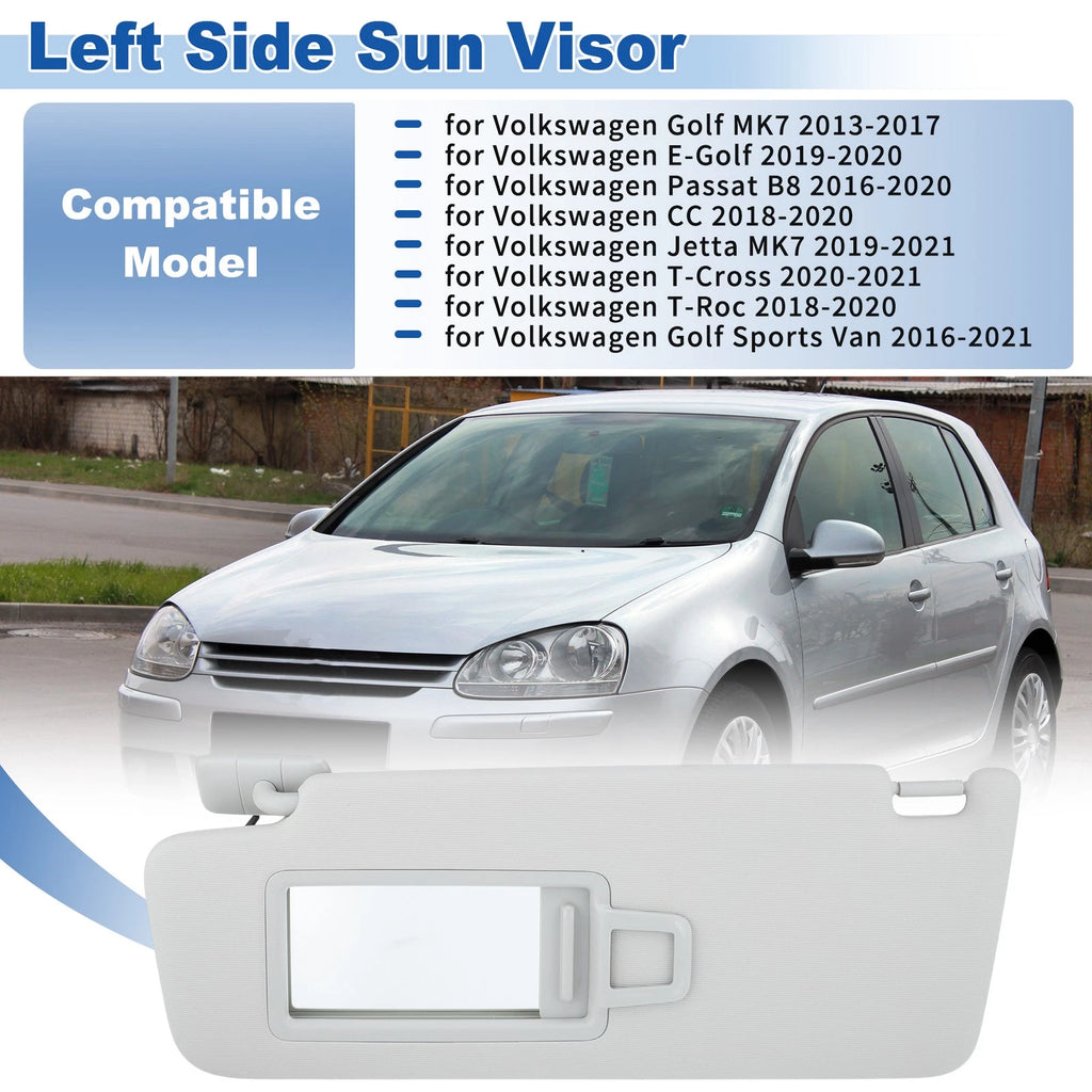 Left Side Sun Visor for Volkswagen Golf MK7 (2013–2017) 5GG857551 Gray