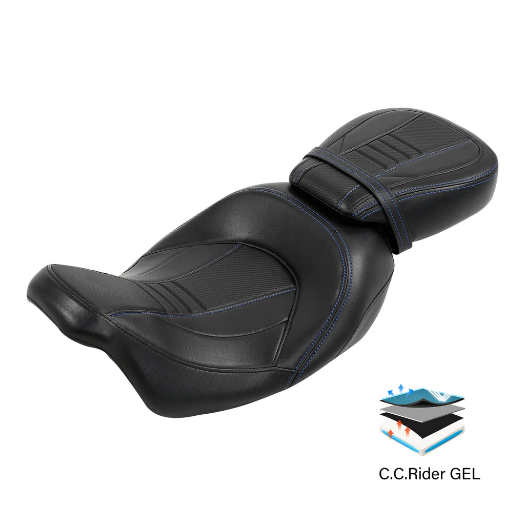 Gel Driver Passenger Seat for Harley Road King Touring Street Glide (2009–2023)