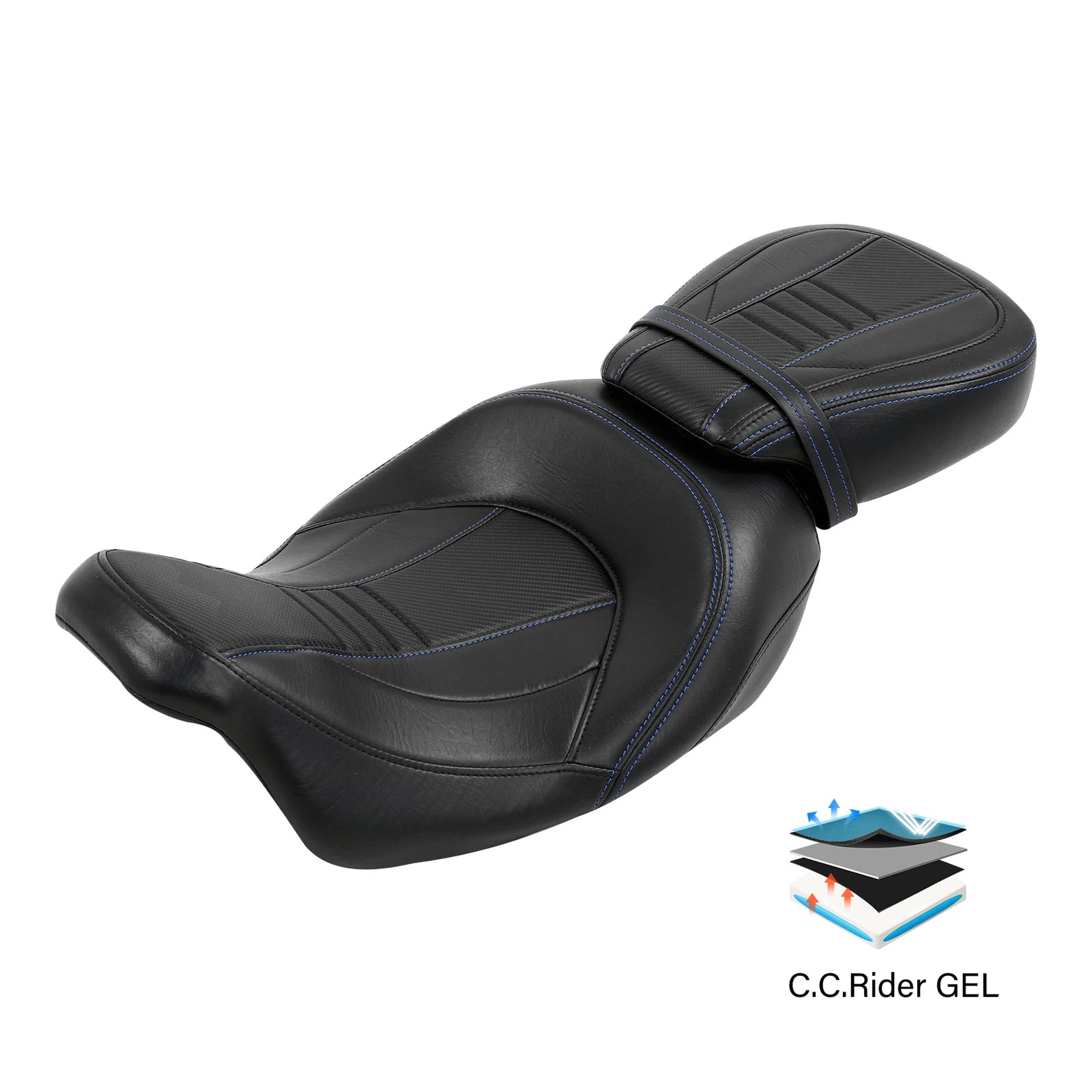 Gel Driver Passenger Seat for Harley Road King Touring Street Glide (2009–2023)
