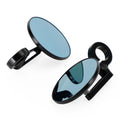 3" CNC Round Handlebar End Mirror for Universal 7/8"-1" Bars (Black, Blue Glass)