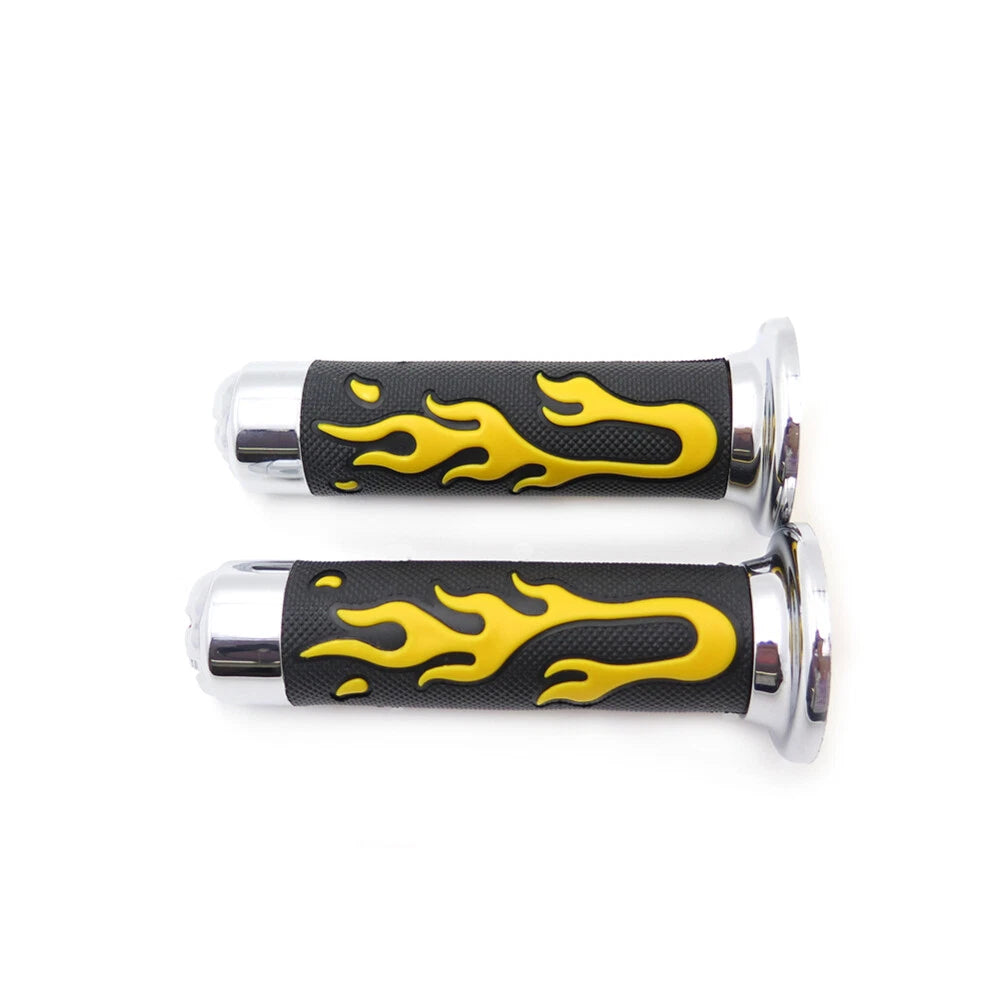 7/8" Yellow Flame Hand Grips for Suzuki Burgman, Skywave & Ducati 749, 898
