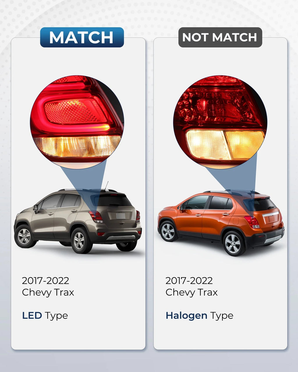 Pair LED Tail Lights for Chevy Trax (2017–2022) W/Bulb Right+Left