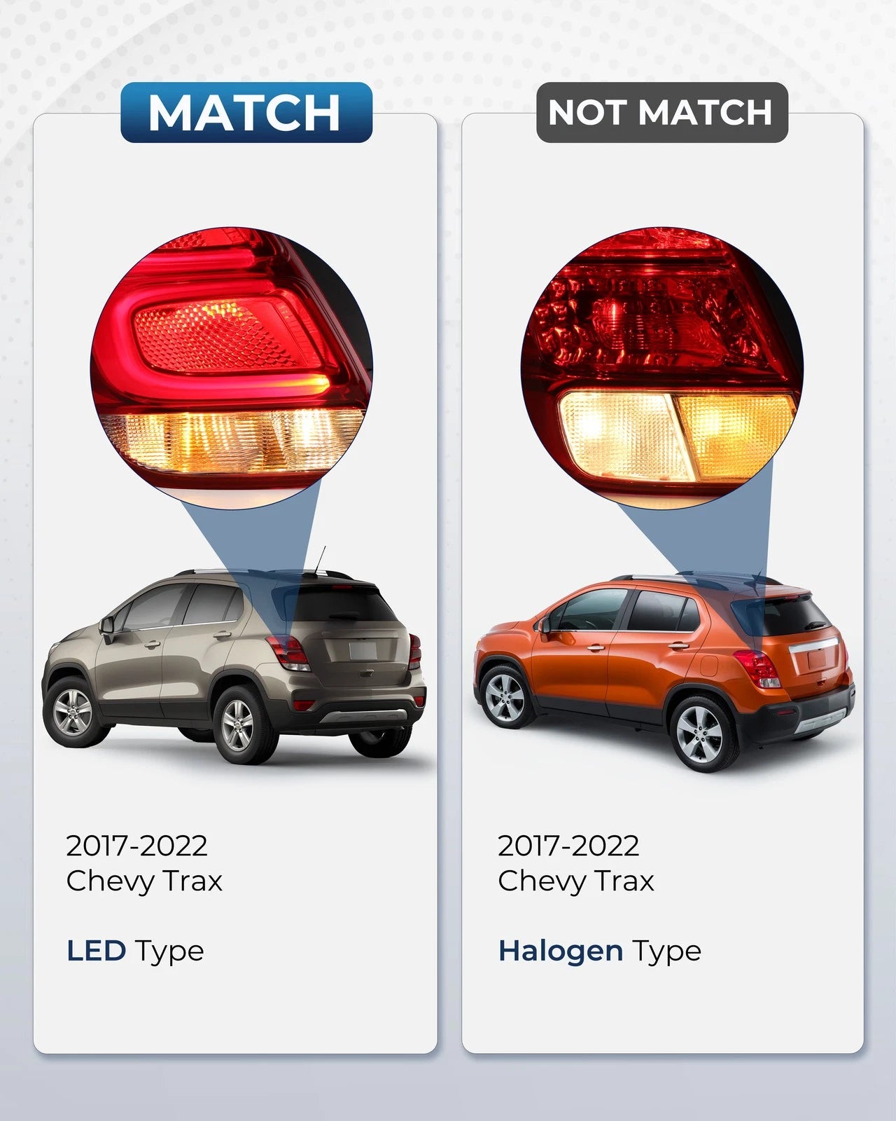 Pair LED Tail Lights for Chevy Trax (2017–2022) W/Bulb Right+Left