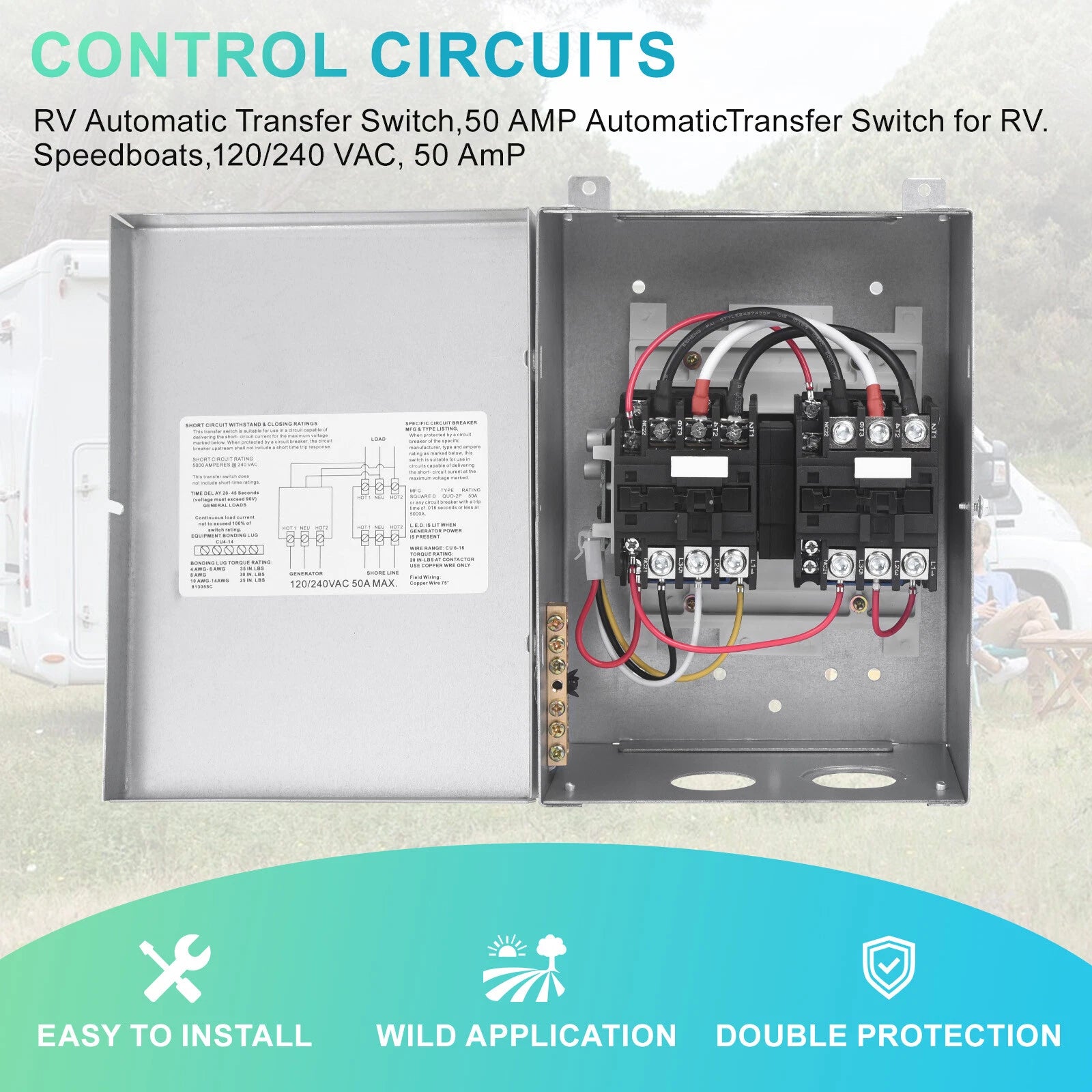 Automatic Transfer Relay Switch for RV Speedboats PD52 (Rated 240 VAC 50A)