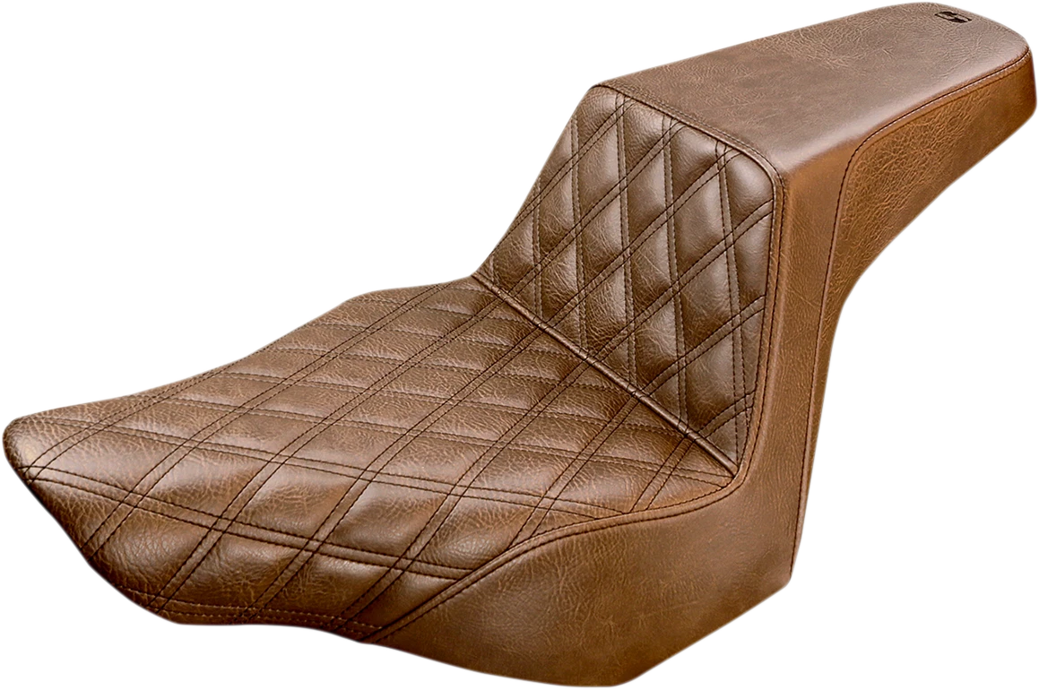 SADDLEMEN Step-Up Seat for FXSB (2013–2017) - Brown, Lattice Stitch 813-27-172BR