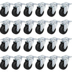 24 Pack 2" Rubber Swivel Caster Wheels with Top Plate & Bearing