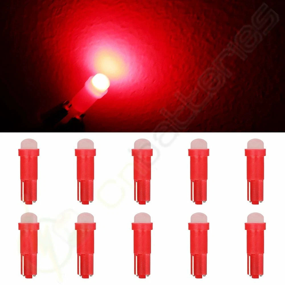 10pcs T5 Red LED Wedge Bulb Lights for Buick (58 70 73 74)