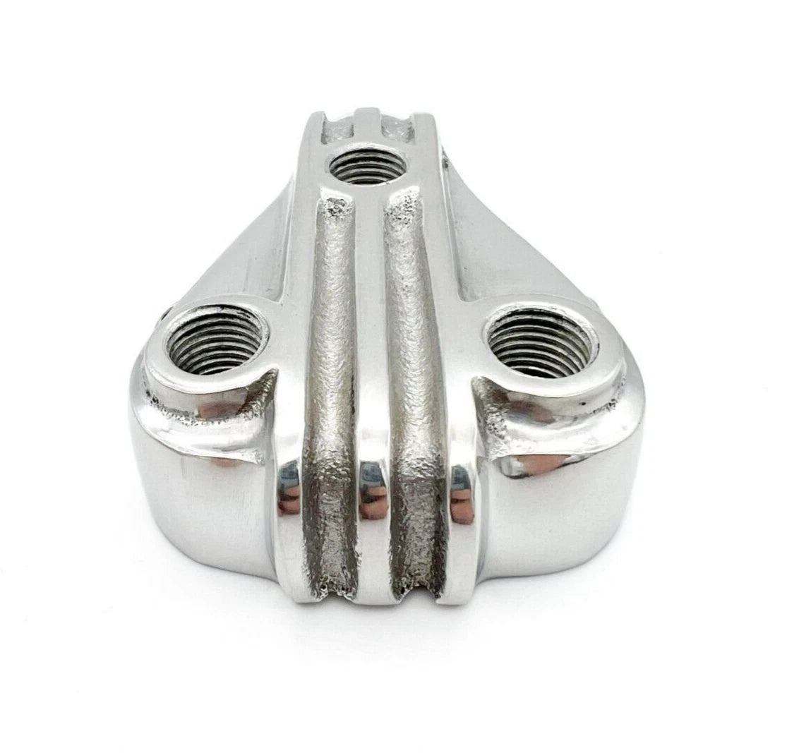 3 Port Fuel Distribution Block Polished Triangle Finned for Hot Rods (Aluminum, USA)