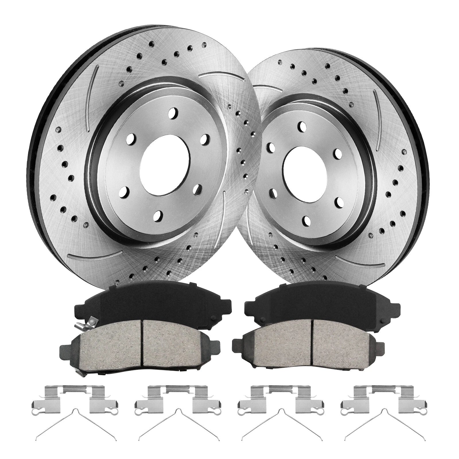 Front Rear Drilled Rotor Brake Pad for Nissan Frontier Xterra Equator (2005–2015)