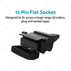12 Pin Flat Female Trailer Connector Socket for Car Caravan (82072BL)
