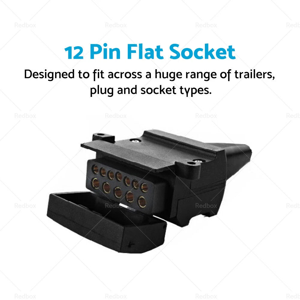 12 Pin Flat Female Trailer Connector Socket for Car Caravan (82072BL)
