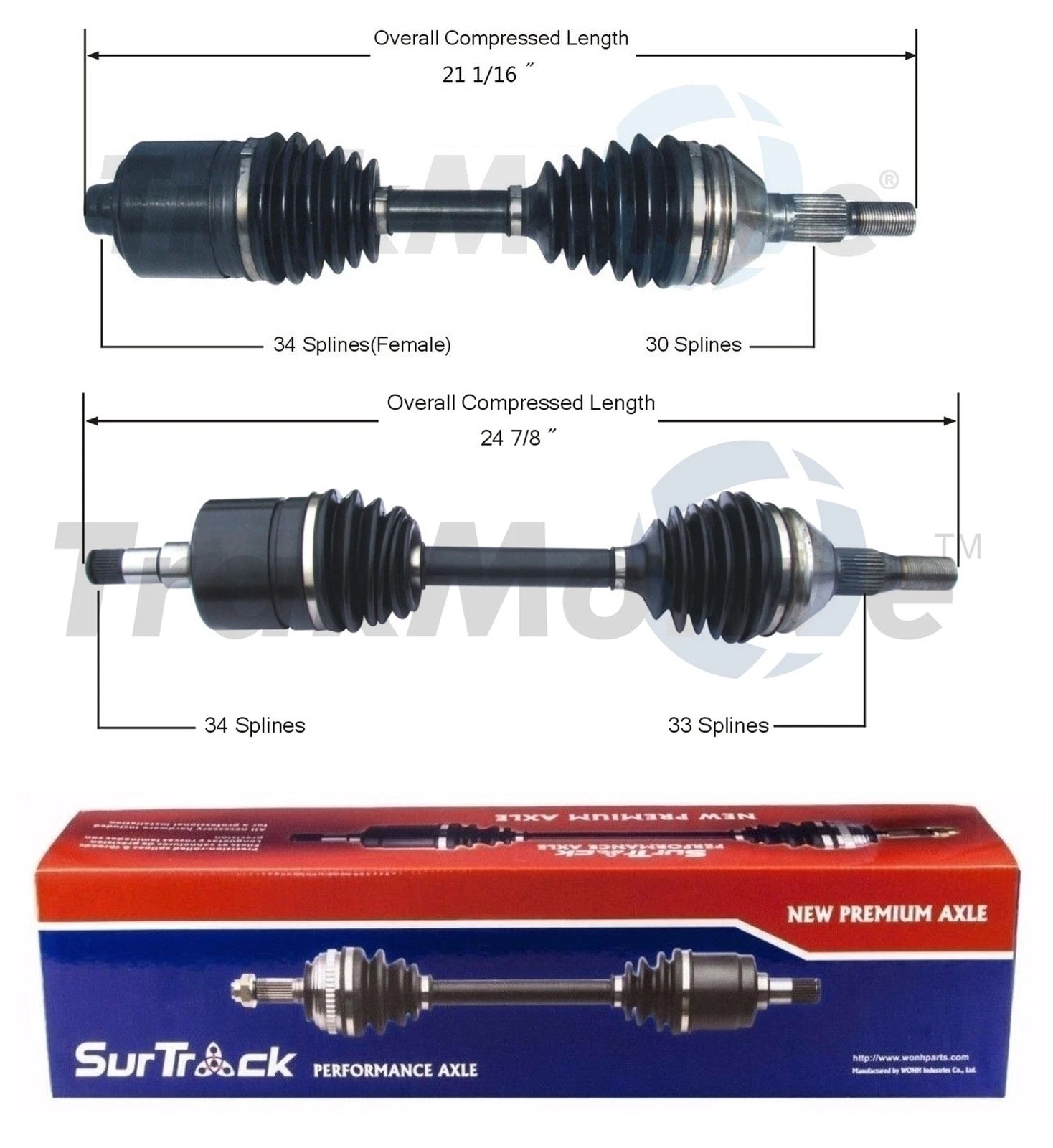 Set of 2 Front CV Axle Shafts for Chevrolet Malibu (2013–2015)