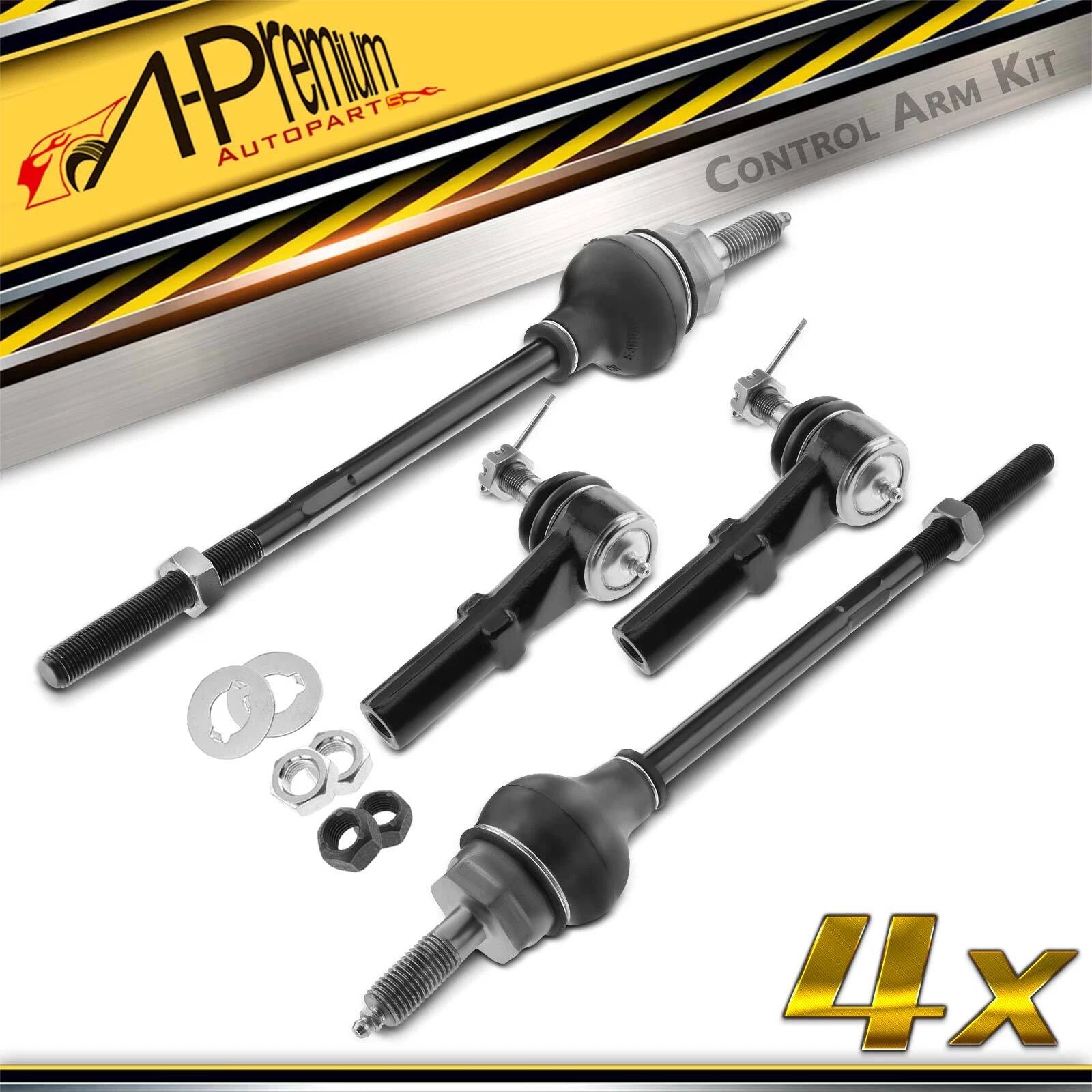 Set of 4 Inner & Outer Tie Rod Ends for Chevy Express 2500 3500 (2003–2020)
