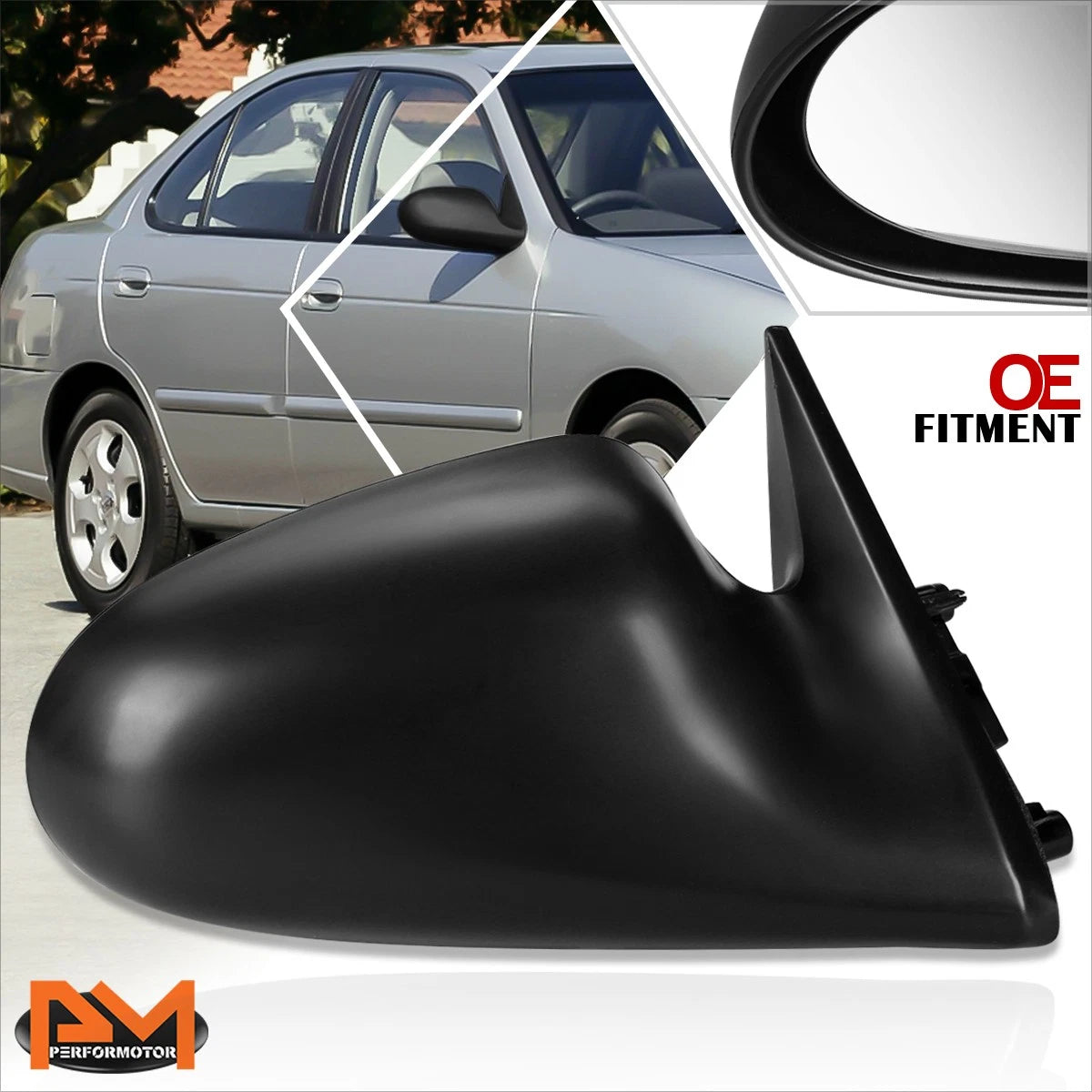 OE Style Manual Adjust Side Rear View Door Mirror Right for Nissan Sentra/200SX (1995–1999)