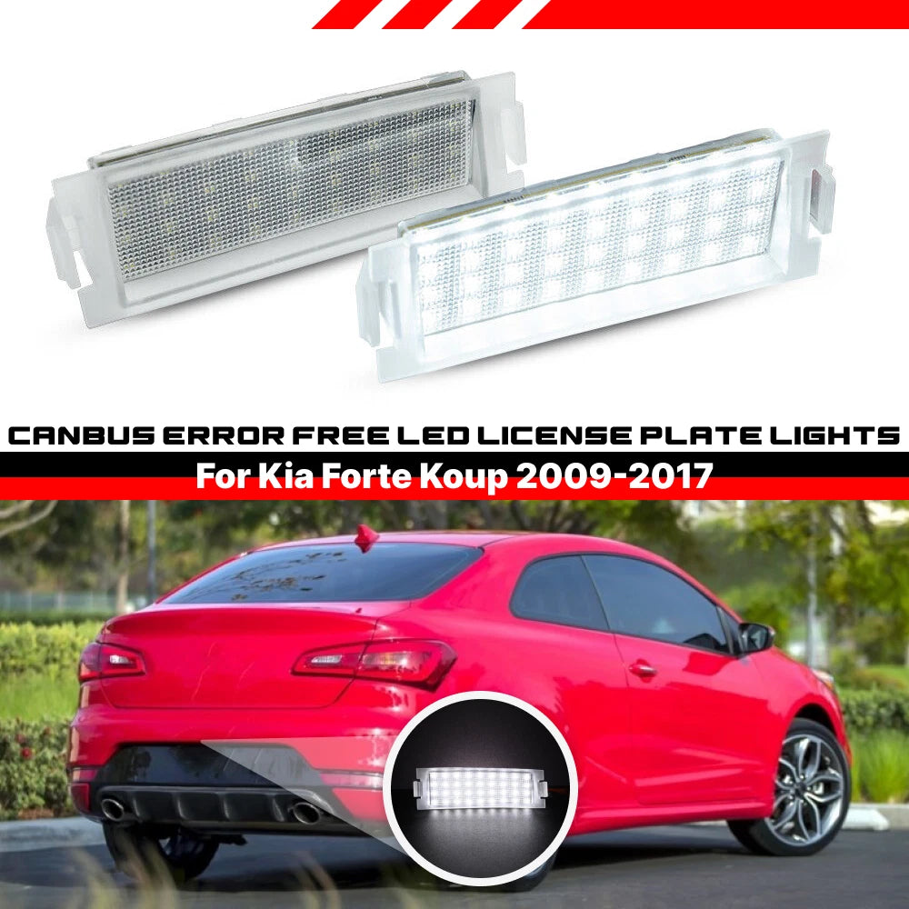 2Pc 18SMD LED White License Plate Lights for Kia Forte Koup (2009–2017)
