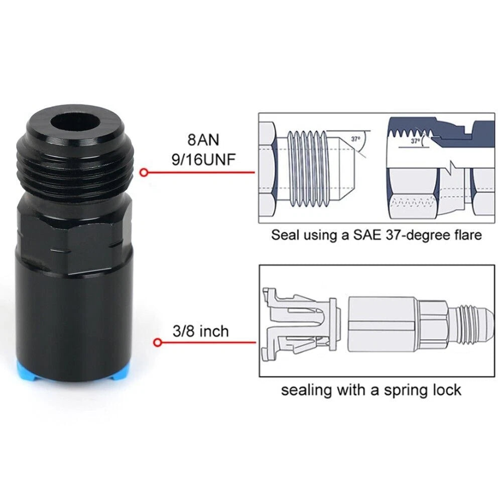 8AN Male to 3/8" Hose Quick Connect Fuel Rail Line Fitting Adapter