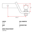 Trailer Hitch Ball Mount with 2" Ball for All Vehicles