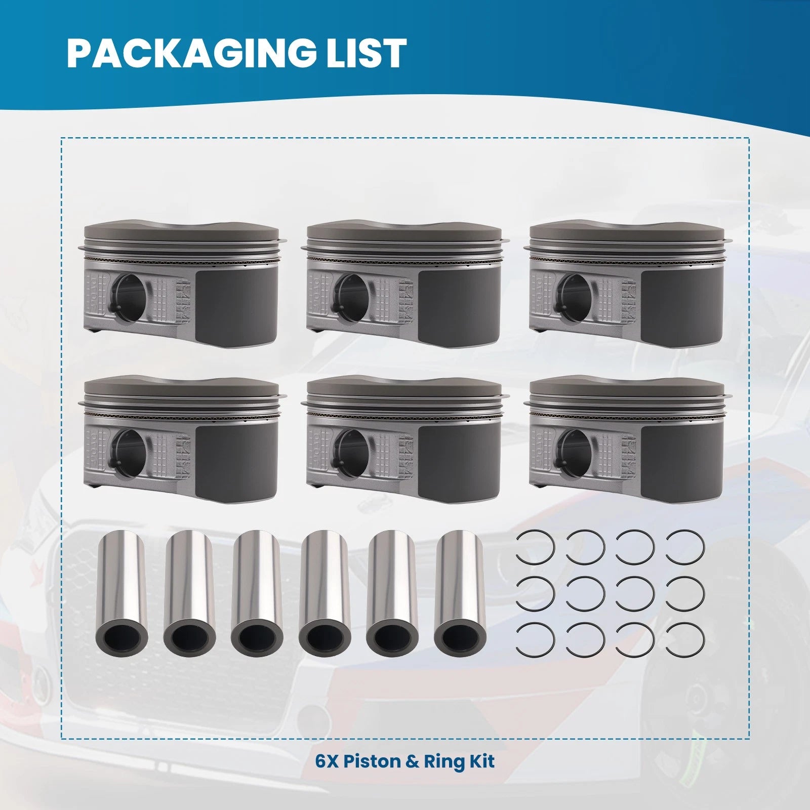 Pistons with Rings for Toyota 4Runner FJ Cruiser Tacoma (2003–2009)