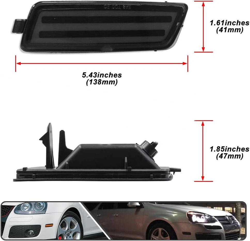 Smoke White LED Front Corner Side Marker Light for VW Jetta (2005–2010)