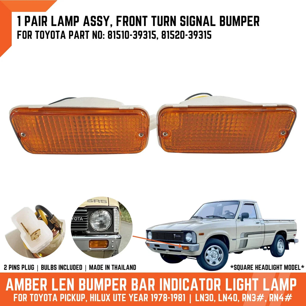 Amber Front Bumper Turn Signal Light for Toyota Hilux Ute (1978-1981)