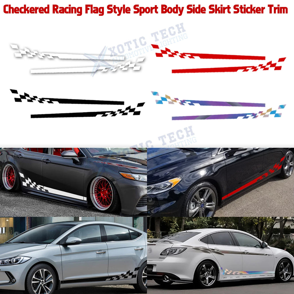 Checkered Car Side Door Edge Guard Protector Vinyl Stripe Decal (78.7")