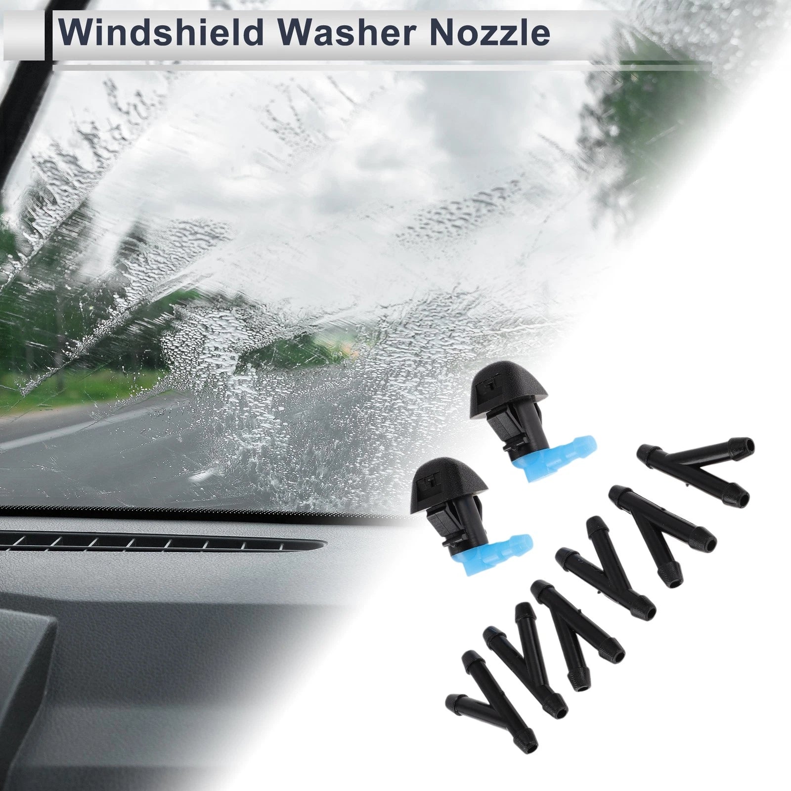 Windshield Washer Nozzle Set of 6 w/ Hose Connector for Honda