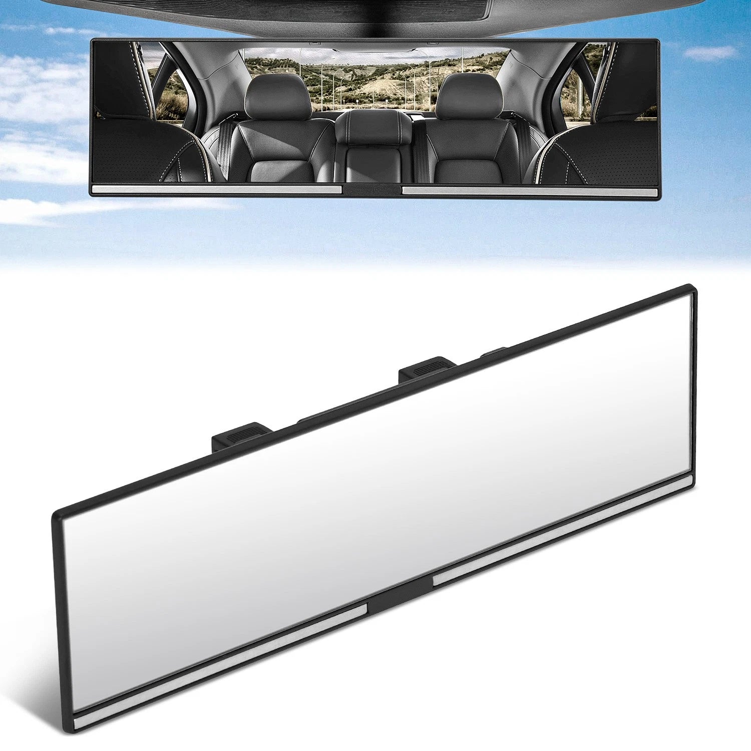 Universal Flat Panoramic Wide Angle Rear View Mirror Glass 11" X 3" X 1"