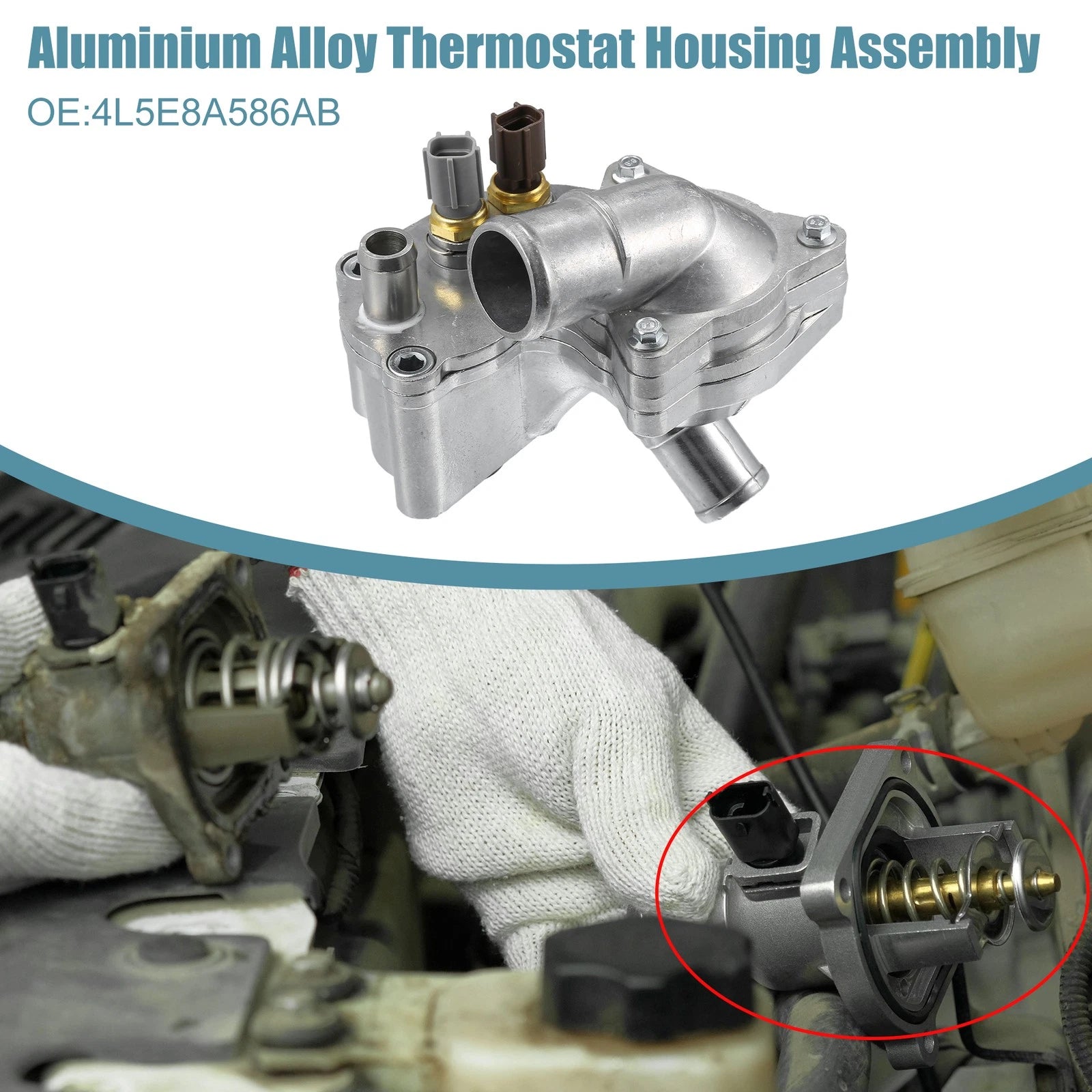Aluminum Thermostat Housing Assembly for Ford Explorer (1991–2001) No. 4L5E8A586AB